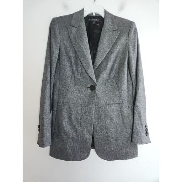 Lafayette 148 New York Women Dark Grey Silk/Wool Blend 1 Button Blazer size 4 - Picture 1 of 8